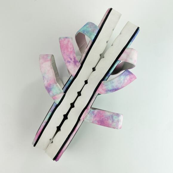 Rampage Ally Strappy Slide Sandals Size 8 Pink Purple‎ Tie Dye Flatform Open Toe - Picture 8 of 10